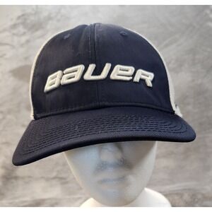 Bauer Hat Mens Small Medium White Blue Fitted Core Cap New Era 39Thirty